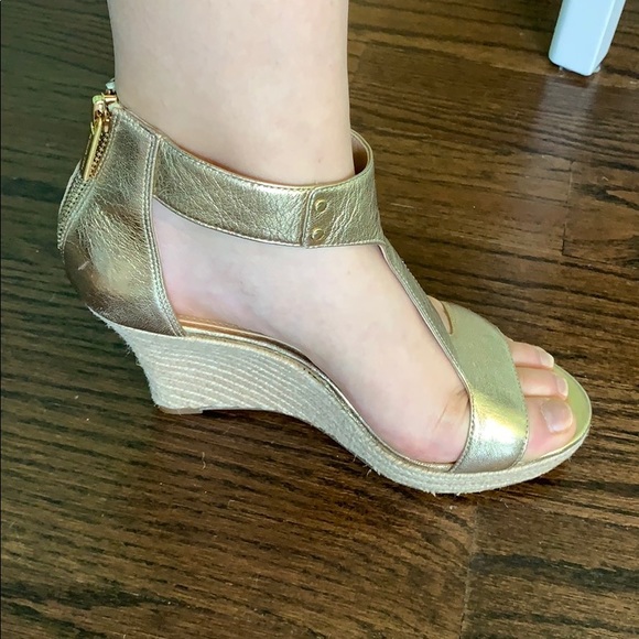 Michael Kors Gold Leather Platform Wedge - Picture 5 of 7